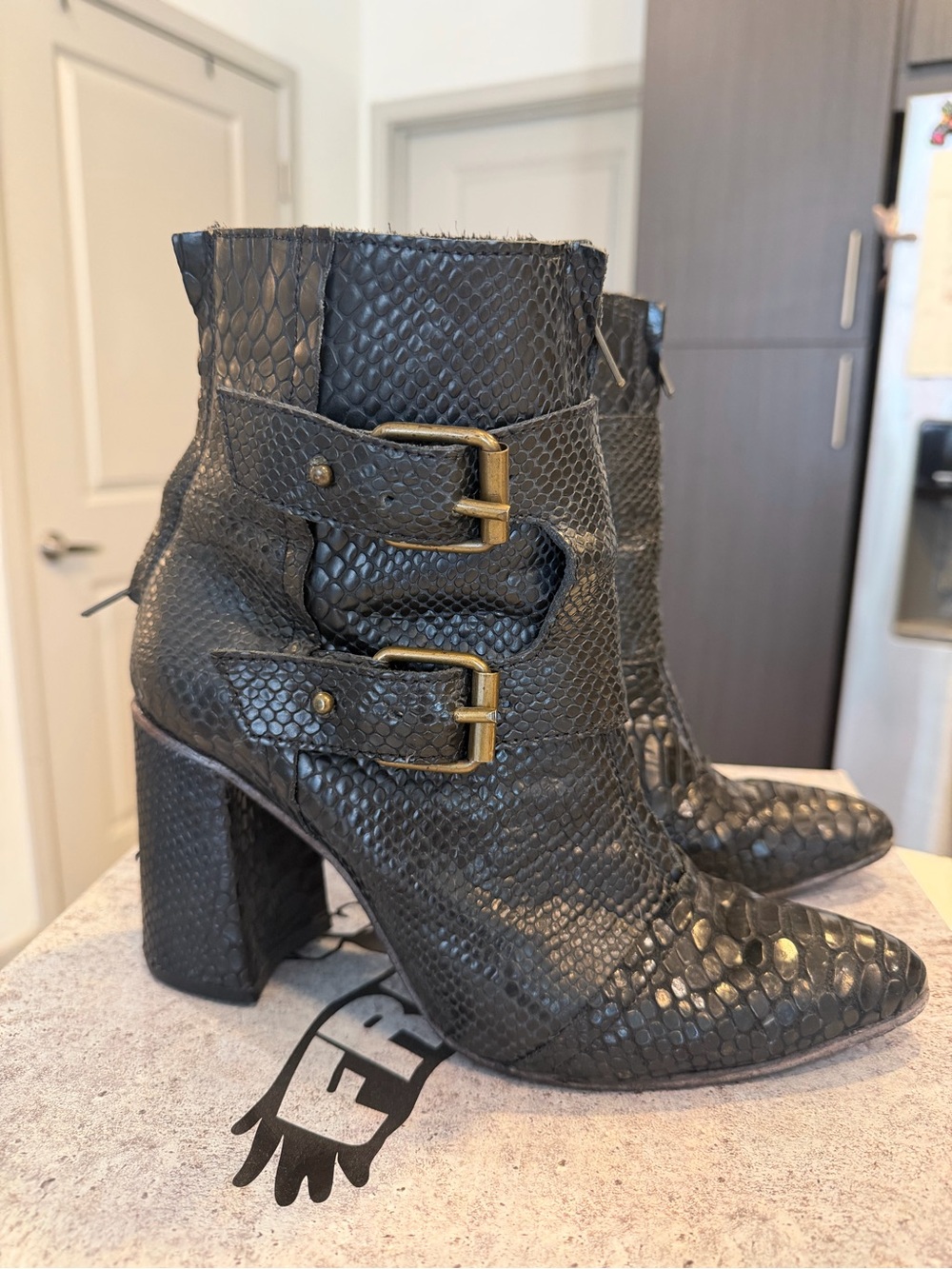 Freebird Joey In Black Snakeskin Leather Ankle
Boot